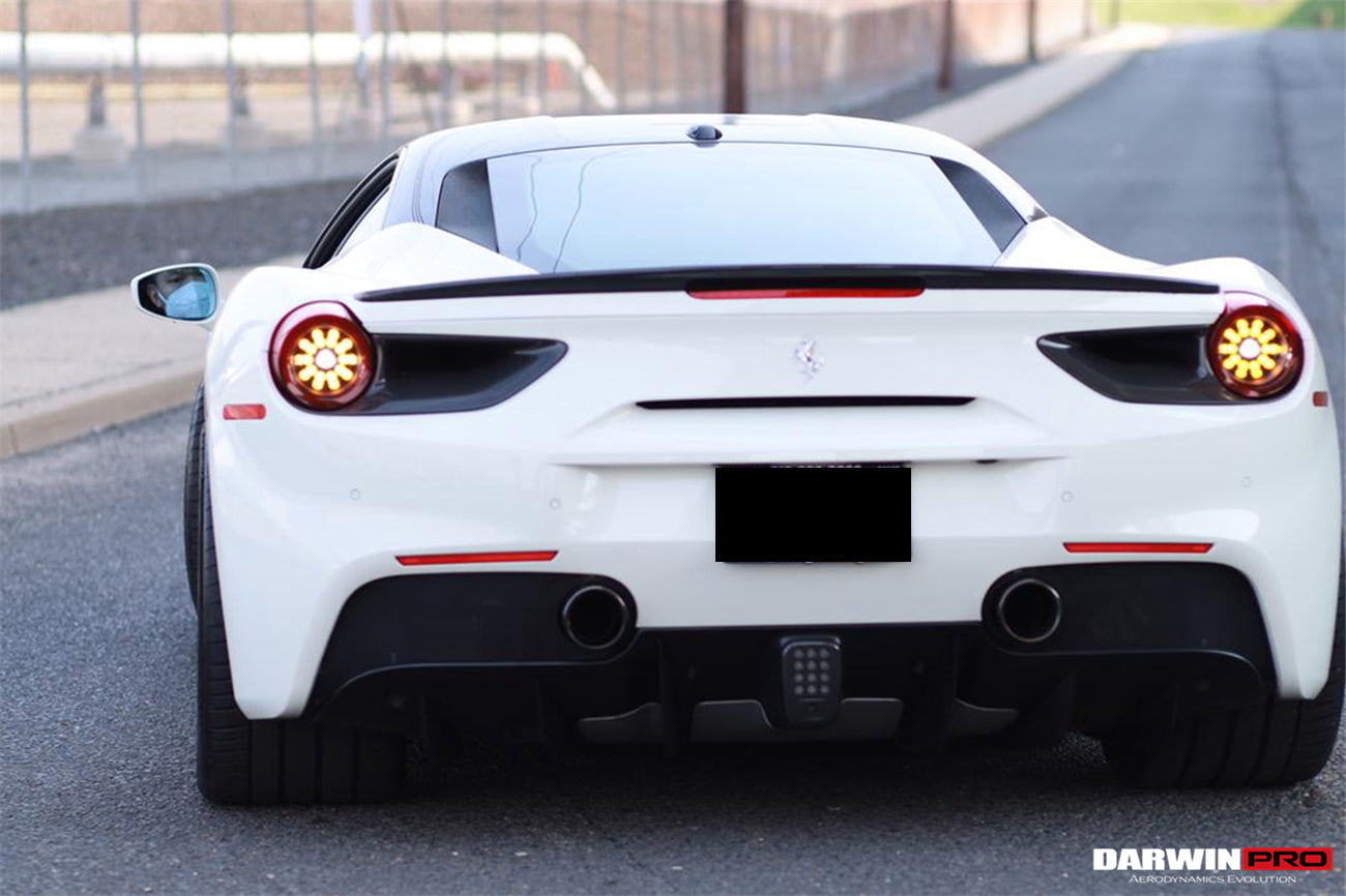 2015-2020 Ferrari 488 GTB Spyder Dry Carbon Fiber Rear Light Satellite Covers - DarwinPRO Aerodynamics