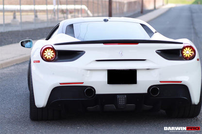 2015-2020 Ferrari 488 GTB Spyder Dry Carbon Fiber Rear Light Satellite Covers - DarwinPRO Aerodynamics