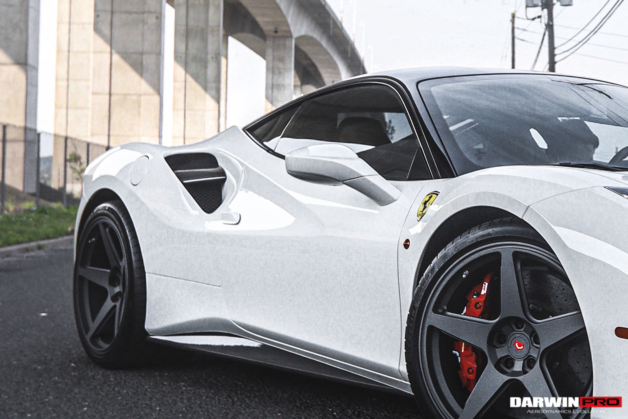 2015-2020 Ferrari 488 GTB & Spider Dry Carbon Fiber Side Air Intake Fins - DarwinPRO Aerodynamics