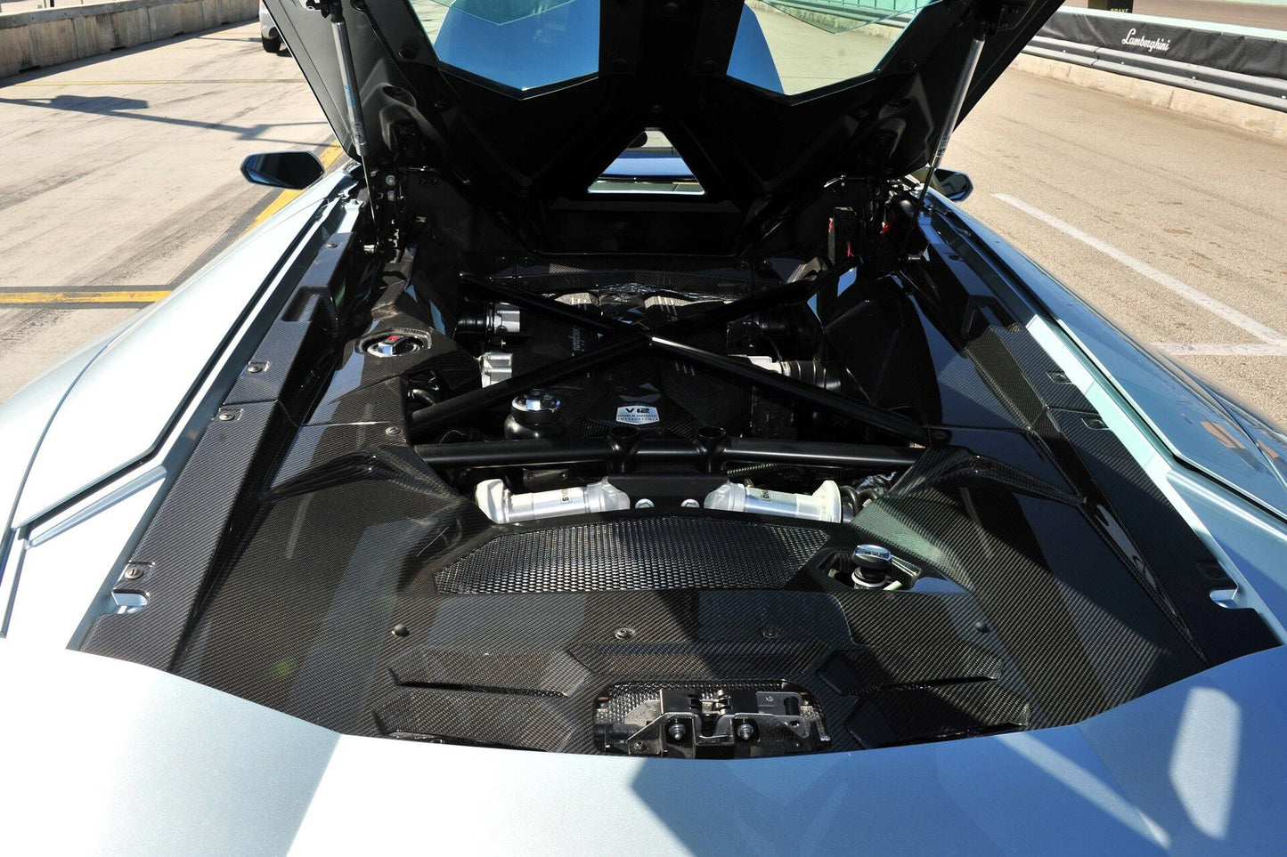 2011-2016 Lamborghini Aventador LP700 Coupe Carbon Fiber Engine Bay Trim Cover Rear Replacement
