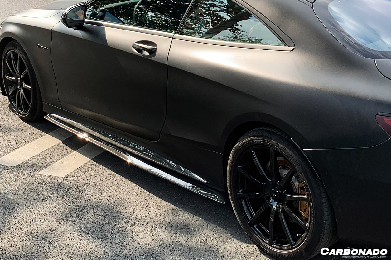 2014-2021 Mercedes Benz C217 S63 S65 AMG Coupe Carbon Fiber Side Skirts Extension