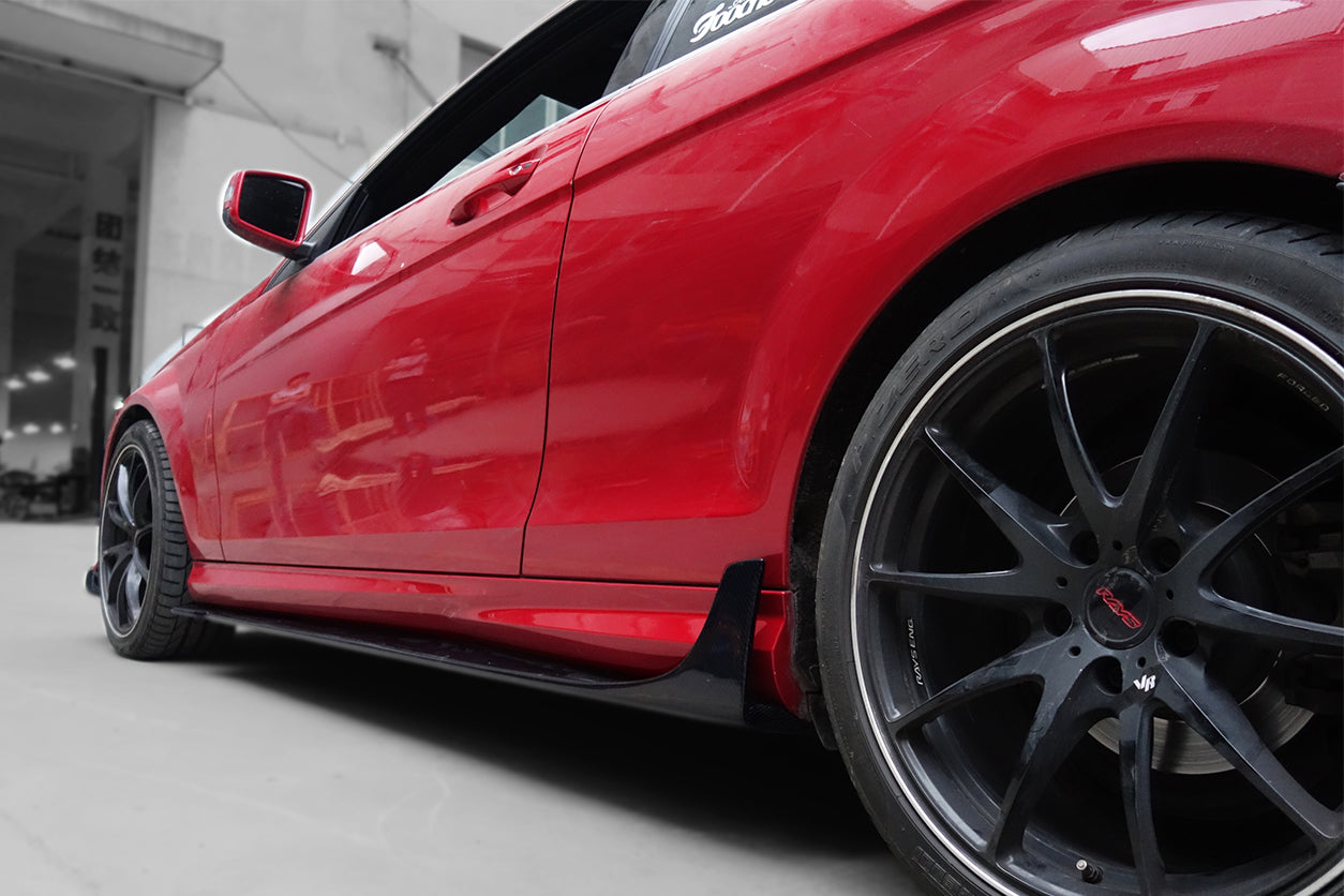 2012-2014 Mercedes Benz W204 C Class Coupe DP Style Carbon Fiber Side Skirts Under Board