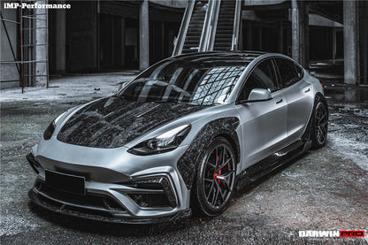 2017-2026 Tesla Model 3 IMP Performance Carbon Fiber Side Skirts With Under Board | Fits Model 3, Model 3 Highland RWD AWD, Performance