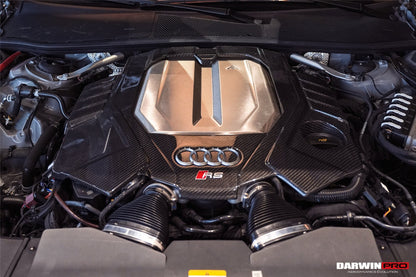 DarwinPRO 2019-UP Audi RS6 Avant C8 & RS7 C8 Quattro OEM Style Dry Carbon Fiber Engine Cover Replacement
