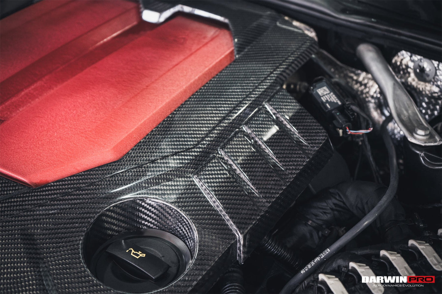 DarwinPRO 2019-UP Audi RS6 Avant C8 & RS7 C8 Quattro OEM Style Dry Carbon Fiber Engine Cover Replacement