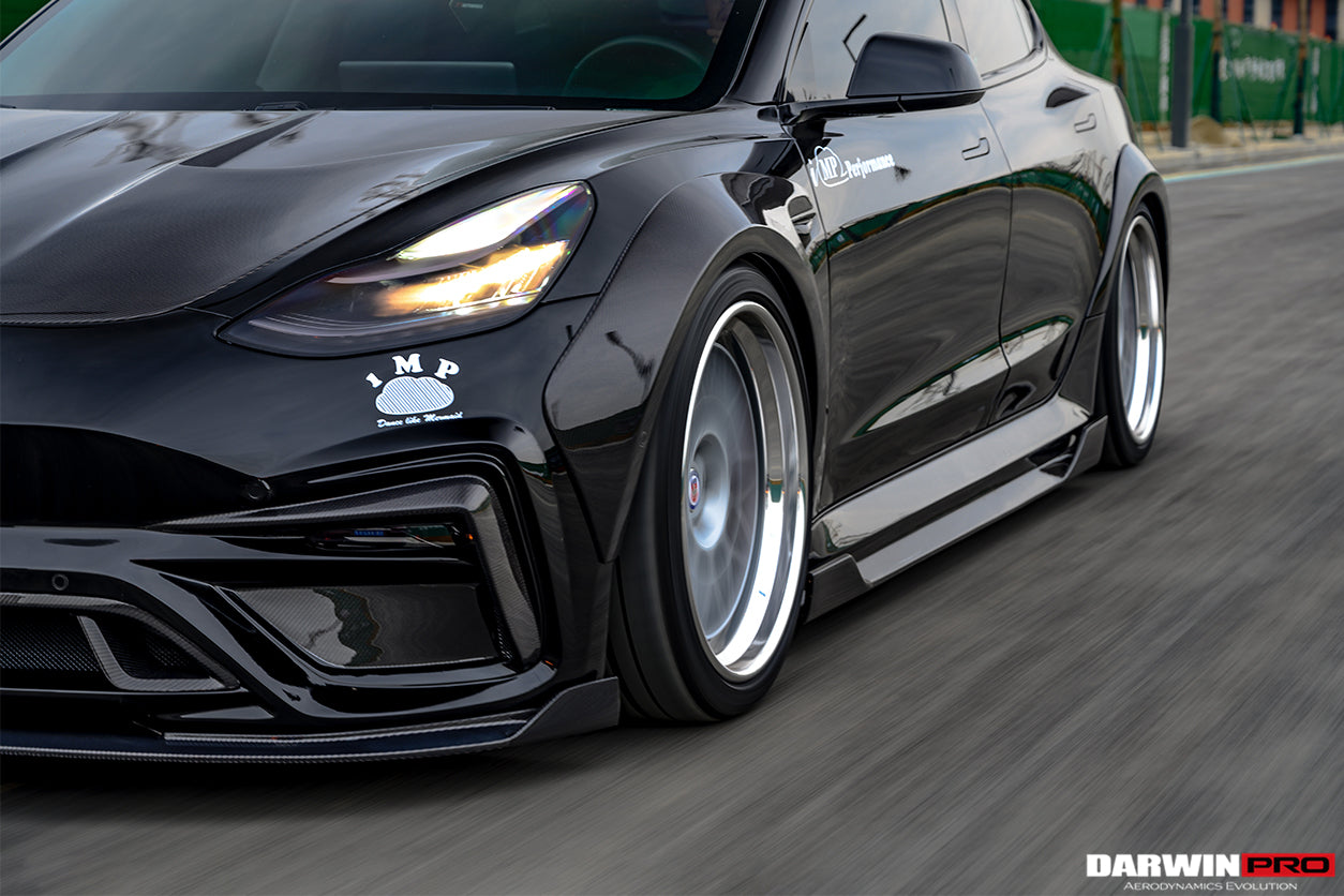 2017-2021 Tesla Model 3 IMP Performance Carbon Fiber Side Skirts Under Board