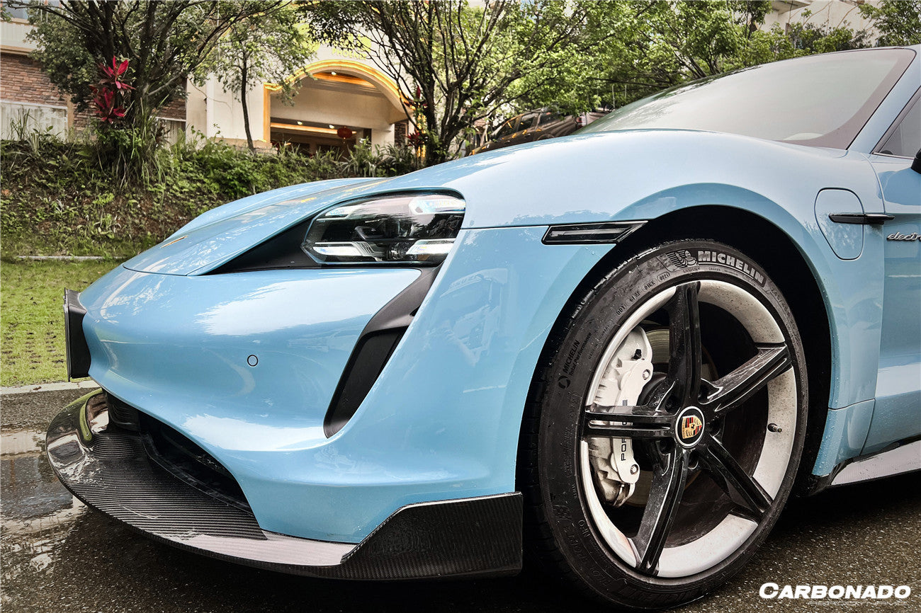 2019-2023 Porsche Taycan 4/4S/GTS/TURBO OD Style DRY Carbon Fiber Front Lip - Carbonado Aero