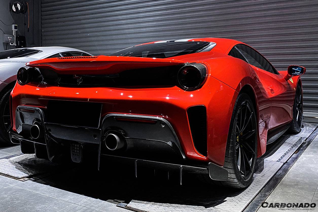 2018-2020 Ferrari 488 Pista OEM Style Part Carbon Fiber Rear Bumper - Carbonado Aero