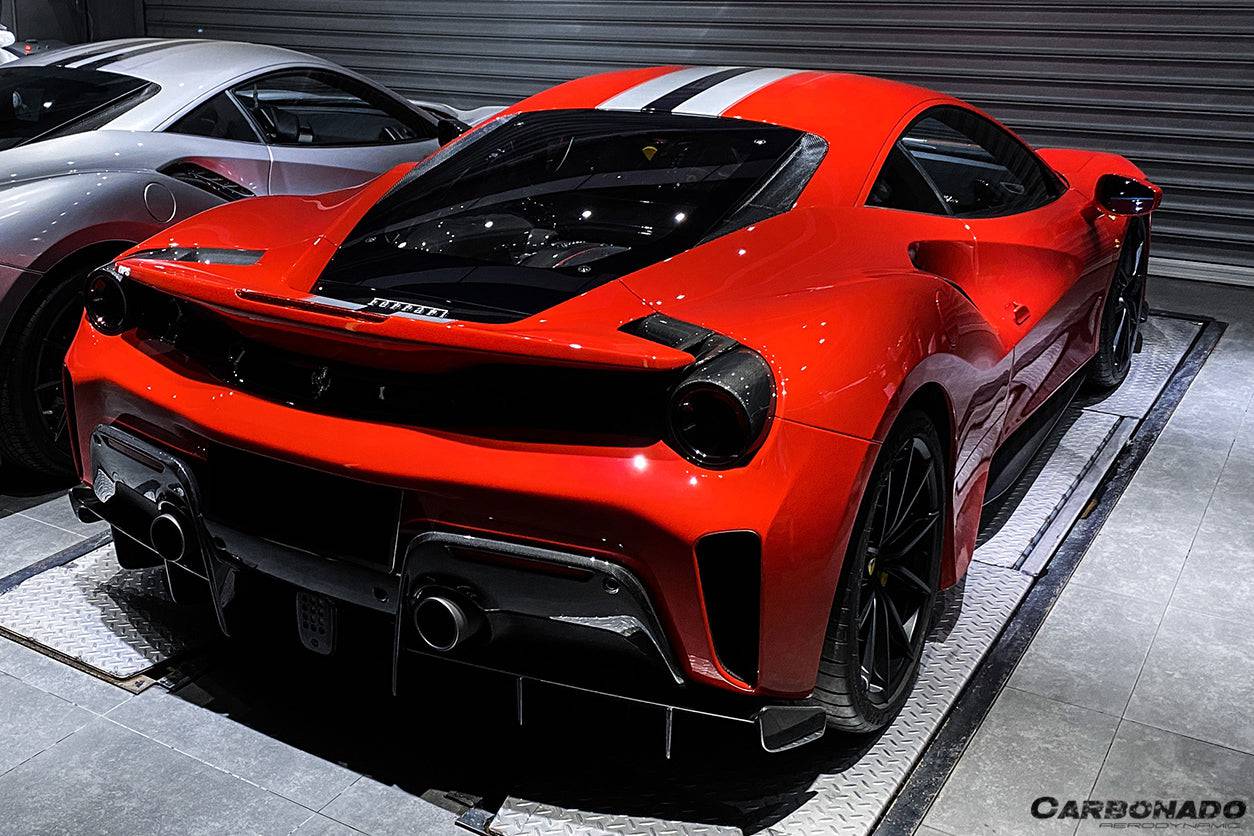 2018-2020 Ferrari 488 Pista OEM Style Part Carbon Fiber Rear Bumper - Carbonado Aero