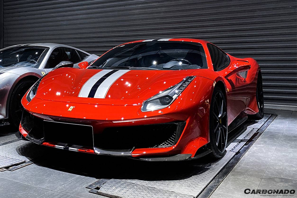 2018-2020 Ferrari 488 Pista OEM Style Part Carbon Fiber Front Bumper - Carbonado Aero