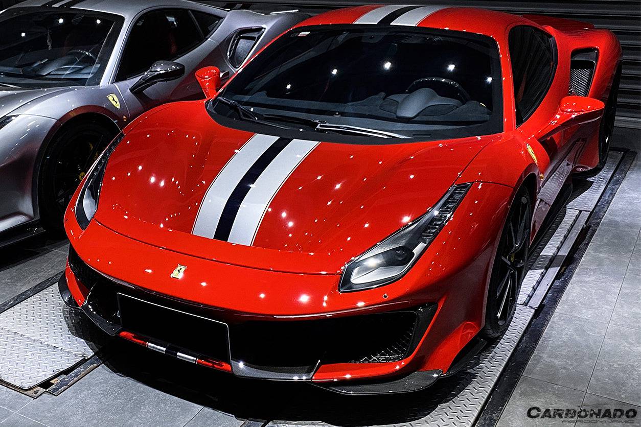 2018-2020 Ferrari 488 Pista OEM Style Part Carbon Fiber Front Bumper - Carbonado Aero