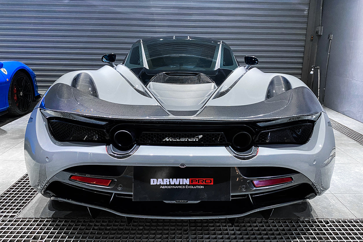 2017-2021 McLaren 720s Dry Carbon Fiber Rear Bumper Upper Exhaust Valance Panel - DarwinPRO Aerodynamics