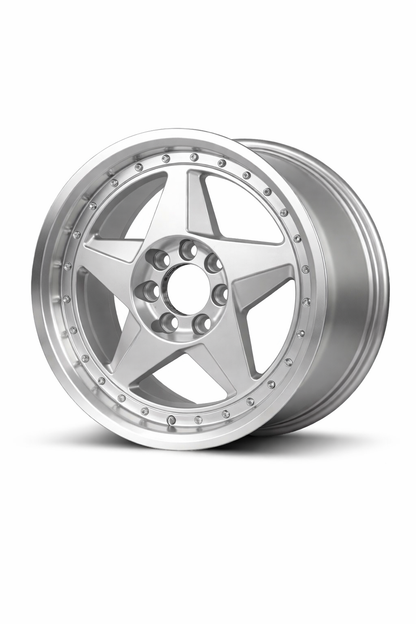 E115 Silver Machined Lip 15x7.0 ET27 4.100.114 - Square Set (4 Wheels)