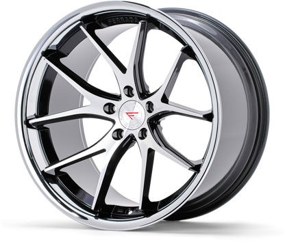 Ferrada FR2 Machine Black / Chrome Lip wheel
