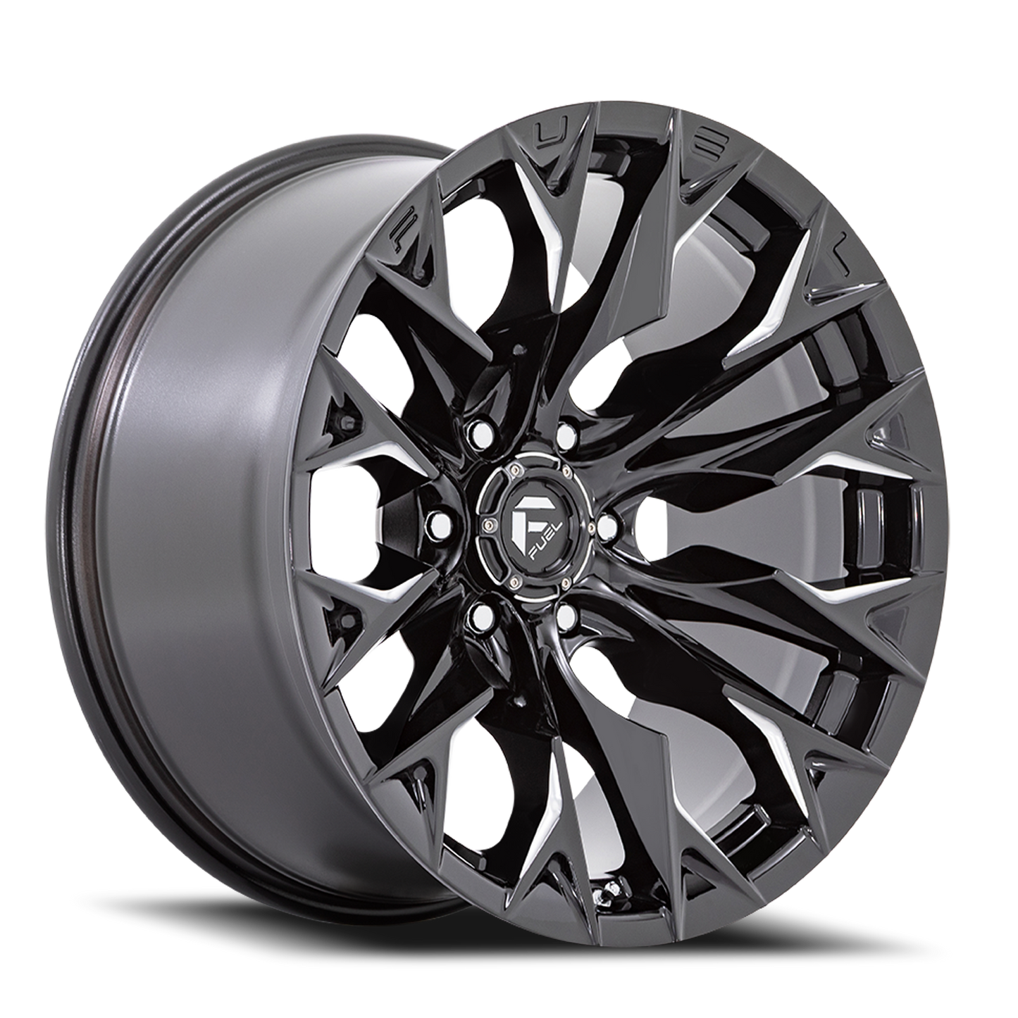Fuel Off-Road Flame 6 D803 20x10 -18 6x139.7mm 106.1mm Gloss Black Milled