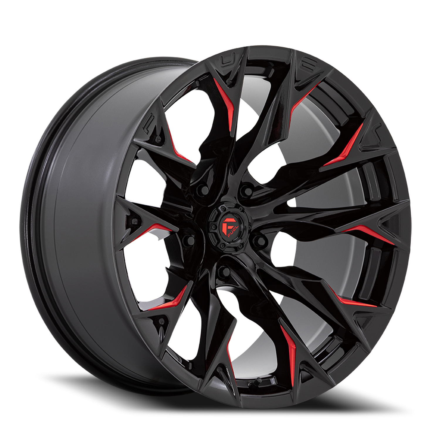 Fuel Off-Road Flame 5 D823 20x9 +1 5x127mm 71.5mm Gloss Black Milled Candy Red