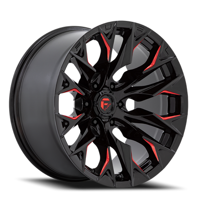 Fuel Off-Road Flame 6 D823 22x10 -18 6x139.7mm 106.1mm Gloss Black Milled Candy Red