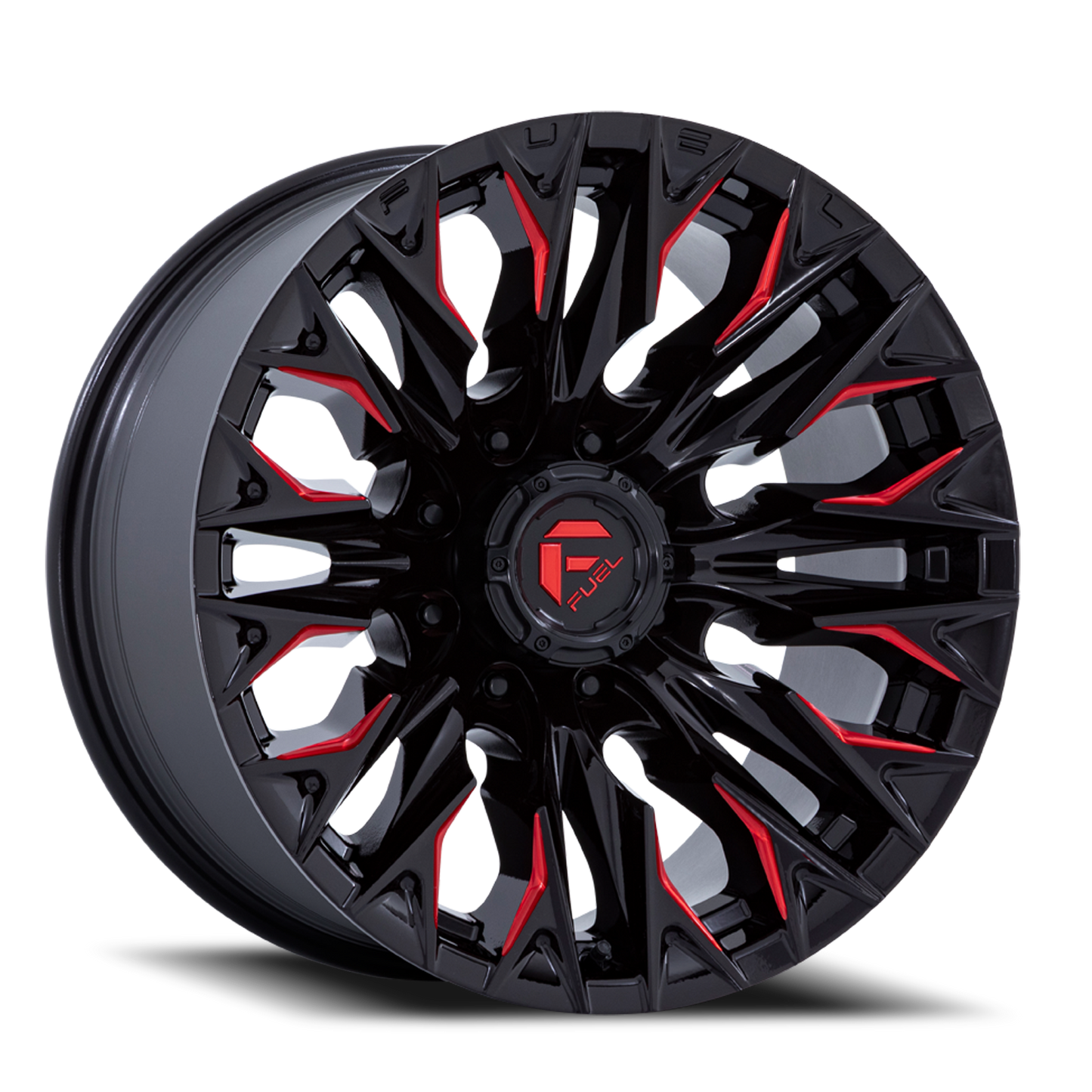 Fuel Off-Road Flame 8 D823 20x9 +20 8x165.1mm 125.1mm Gloss Black Milled Candy Red