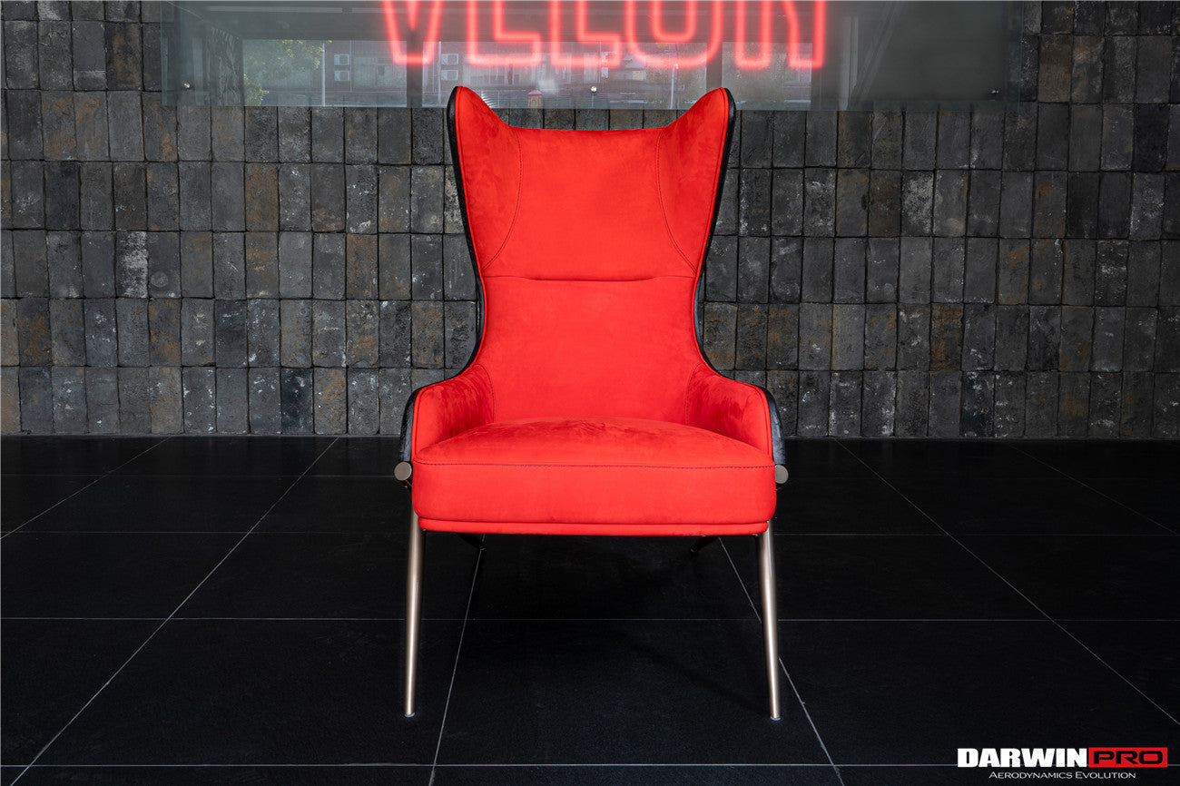 DARWINPRO CARBON FIBER CAYENNE RED SUEDE LOUNGE CHAIR - DarwinPRO Aerodynamics