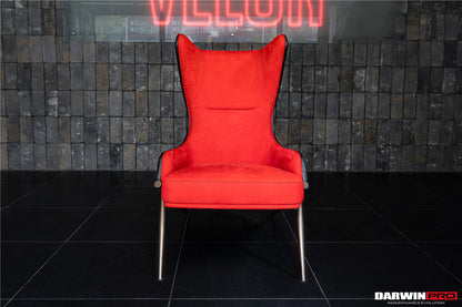 DARWINPRO CARBON FIBER CAYENNE RED SUEDE LOUNGE CHAIR - DarwinPRO Aerodynamics