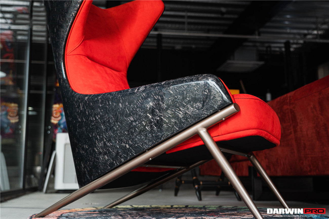 DARWINPRO CARBON FIBER CAYENNE RED SUEDE LOUNGE CHAIR - DarwinPRO Aerodynamics