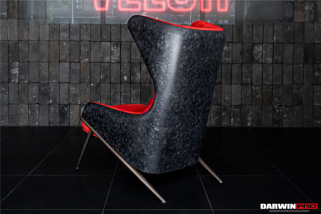 DARWINPRO CARBON FIBER CAYENNE RED SUEDE LOUNGE CHAIR - DarwinPRO Aerodynamics