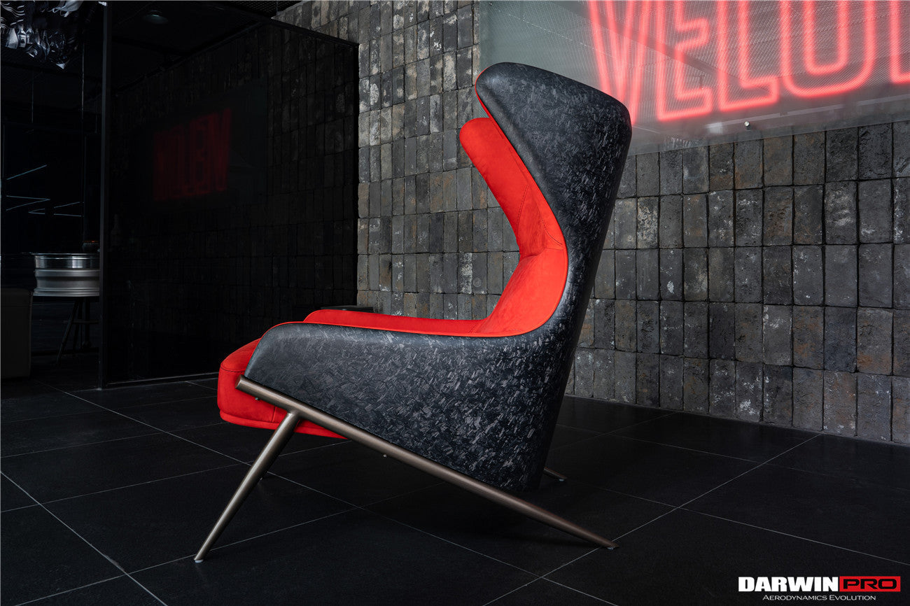 DARWINPRO CARBON FIBER CAYENNE RED SUEDE LOUNGE CHAIR - DarwinPRO Aerodynamics