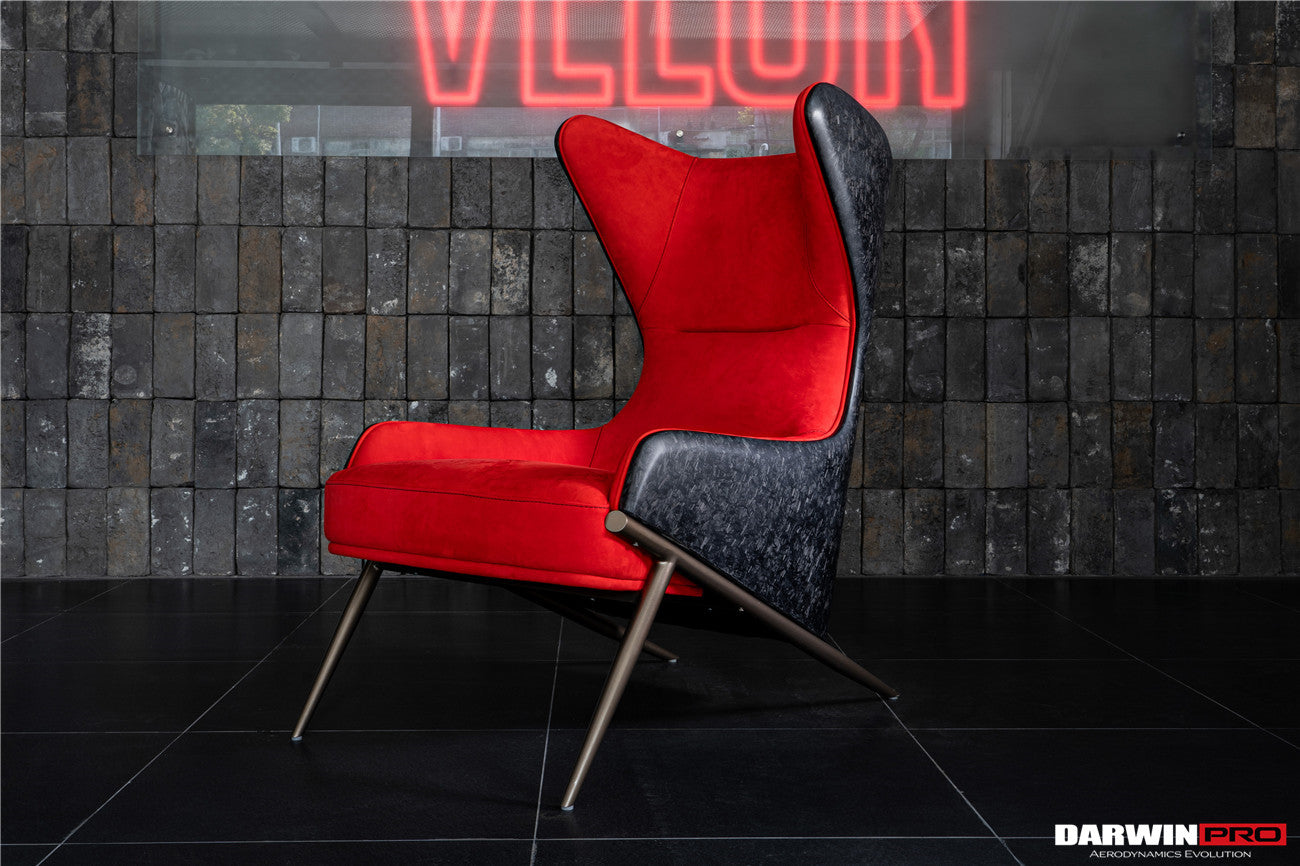 DARWINPRO CARBON FIBER CAYENNE RED SUEDE LOUNGE CHAIR - DarwinPRO Aerodynamics