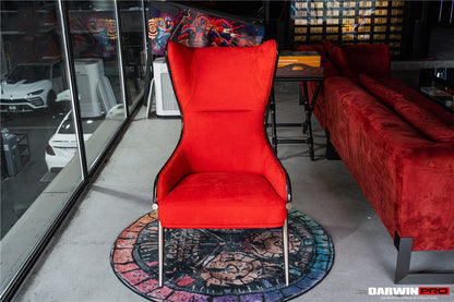 DARWINPRO CARBON FIBER CAYENNE RED SUEDE LOUNGE CHAIR - DarwinPRO Aerodynamics