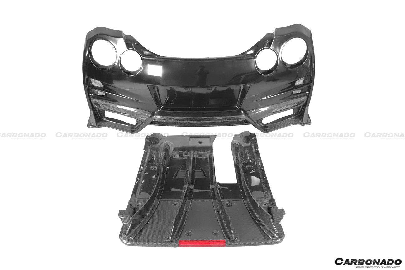 2008-2022 Nissan GTR R35 CBA/DBA/EBA TS Style Rear Bumper With Diffuser - Carbonado Aero