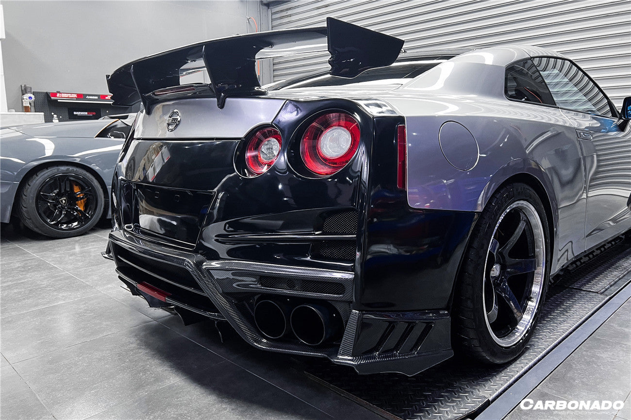 2008-2022 Nissan GTR R35 CBA/DBA/EBA TS Style Rear Bumper w/ Diffuser & Fins - Carbonado