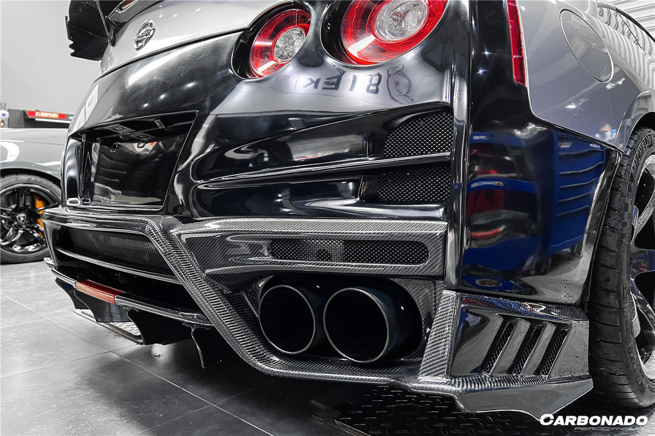 2008-2022 Nissan GTR R35 CBA/DBA/EBA TS Style Rear Bumper w/ Diffuser & Fins - Carbonado