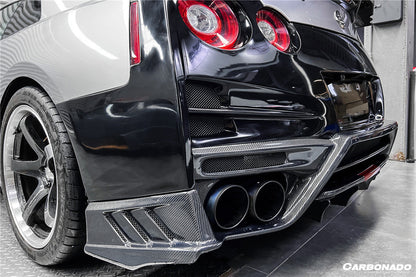 2008-2022 Nissan GTR R35 CBA/DBA/EBA TS Style Rear Bumper w/ Diffuser & Fins - Carbonado