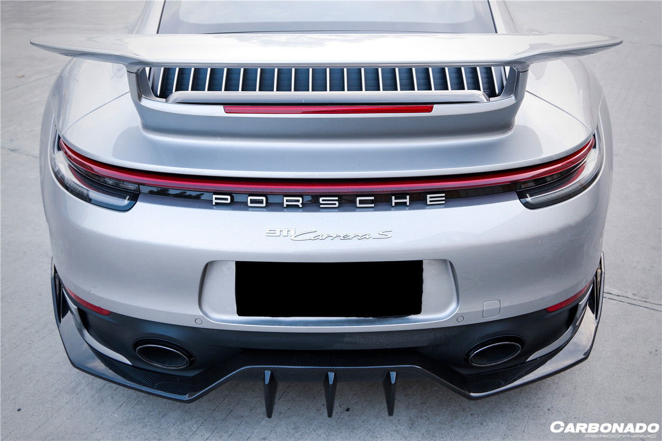 2019-2023 Porsche 911 992 Carrera/Targa Sport Design Bumper WP Style Dry Carbon Fiber Rear Lip - Carbonado