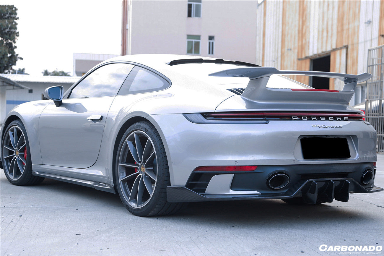 2019-2023 Porsche 911 992 Carrera/Targa Sport Design Bumper WP Style Dry Carbon Fiber Rear Lip - Carbonado
