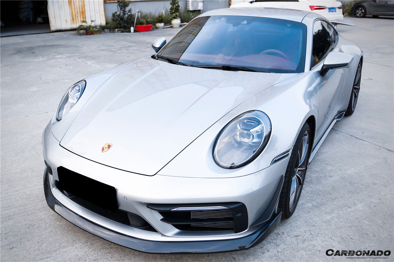 2019-2023 Porsche 911 992 Carrera/Targa Sport Design WP Style Dry Carbon Fiber Bumper Canards - Carbonado