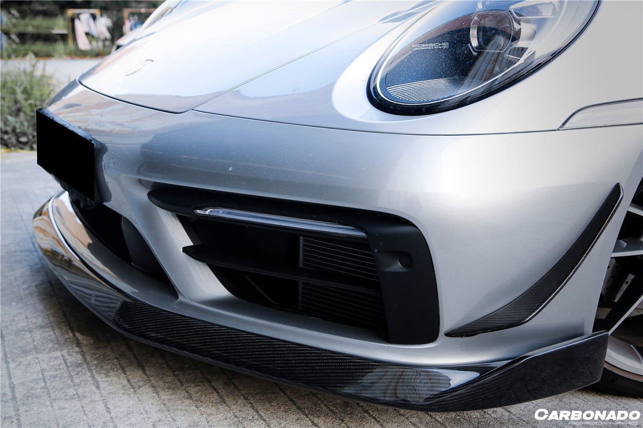 2019-2023 Porsche 911 992 Carrera/Targa Sport Design WP Style Dry Carbon Fiber Bumper Canards - Carbonado