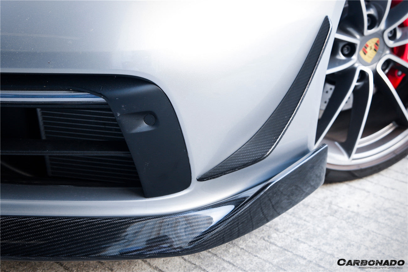 2019-2023 Porsche 911 992 Carrera/Targa Sport Design WP Style Dry Carbon Fiber Bumper Canards - Carbonado