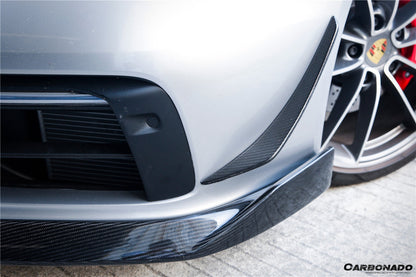 2019-2023 Porsche 911 992 Carrera/Targa Sport Design WP Style Dry Carbon Fiber Bumper Canards - Carbonado