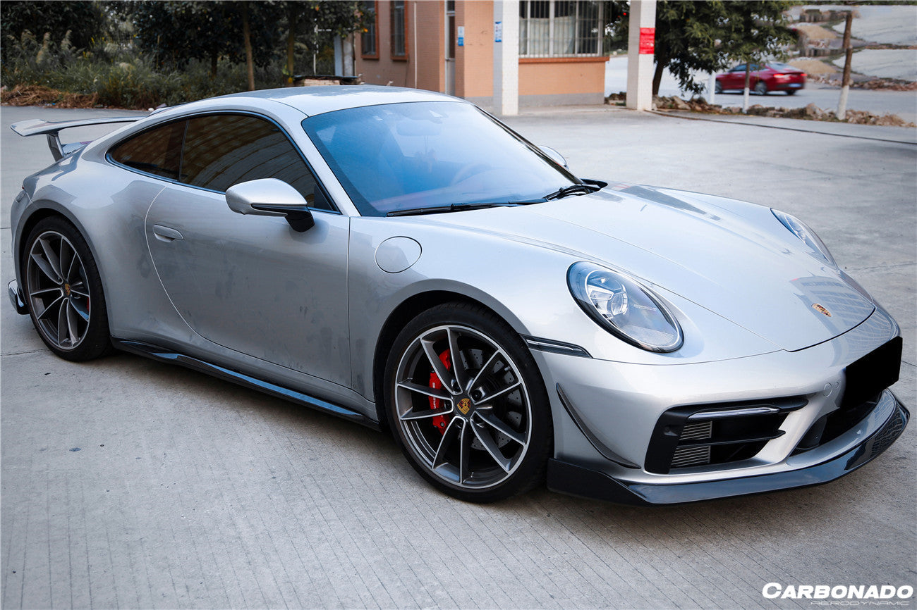 2019-2023 Porsche 911 992 Carrera/Targa Sport Design WP Style Dry Carbon Fiber Bumper Canards - Carbonado