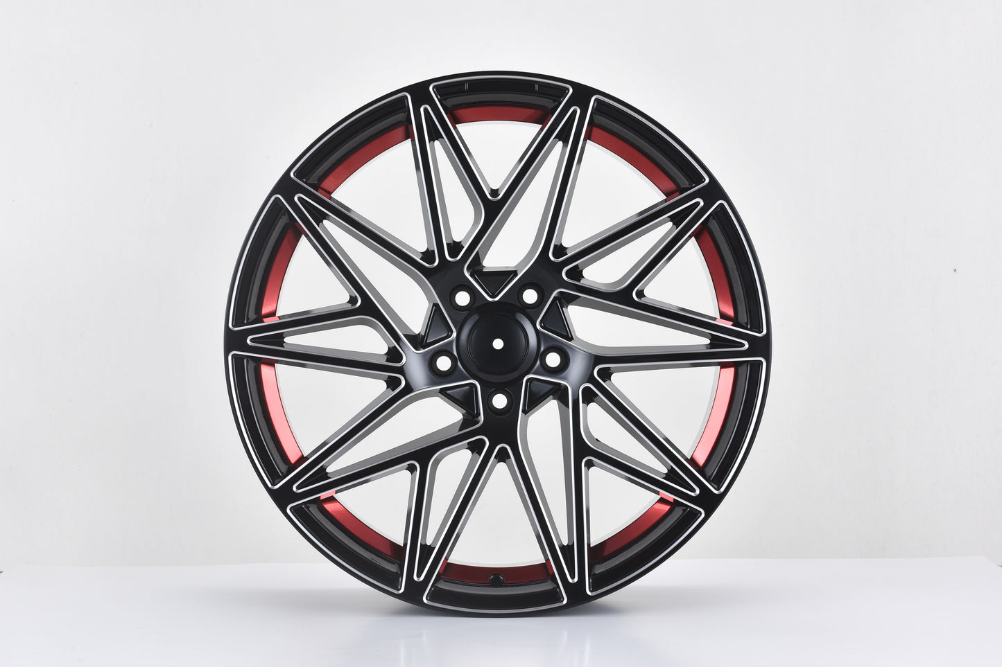 E1505 Black Milled Red Window 20x8.5 ET35 5x112 – (Square Set of 4)