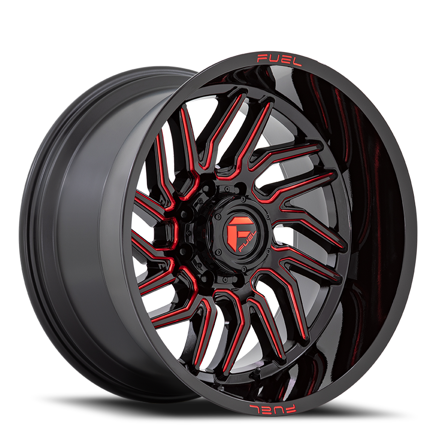 Fuel Off-Road Hurricane D808 20x9 +1 6x139.7mm 106.1mm Gloss Black Red Milled