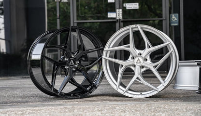 22" Azad AZ FF01 Brushed Silver 5x112 ( Staggered Setup ) ( Set of 4 )