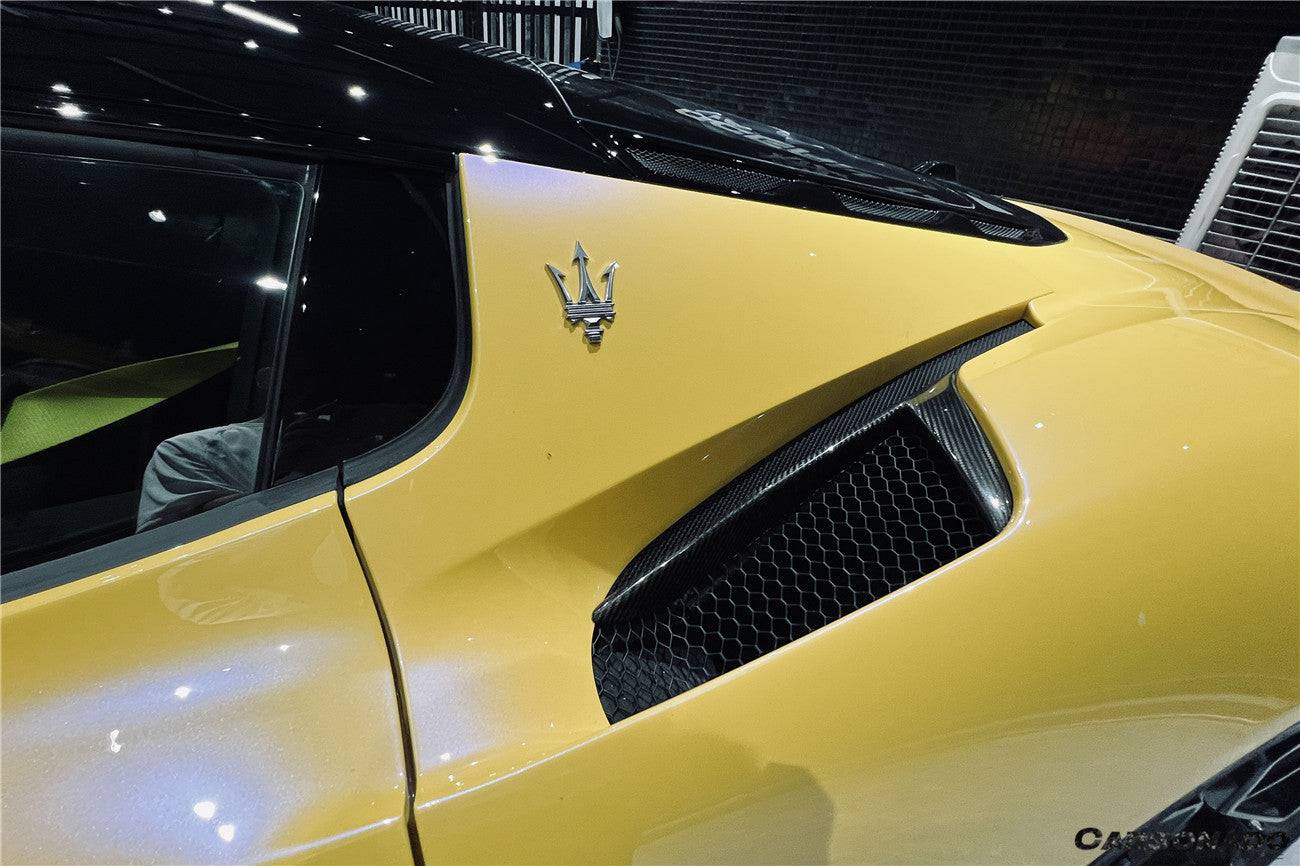 2020-2024 Maserati MC20 NVT Style Dry Carbon Fiber Quarter Panel Side Vent Scoops - Carbonado Aero