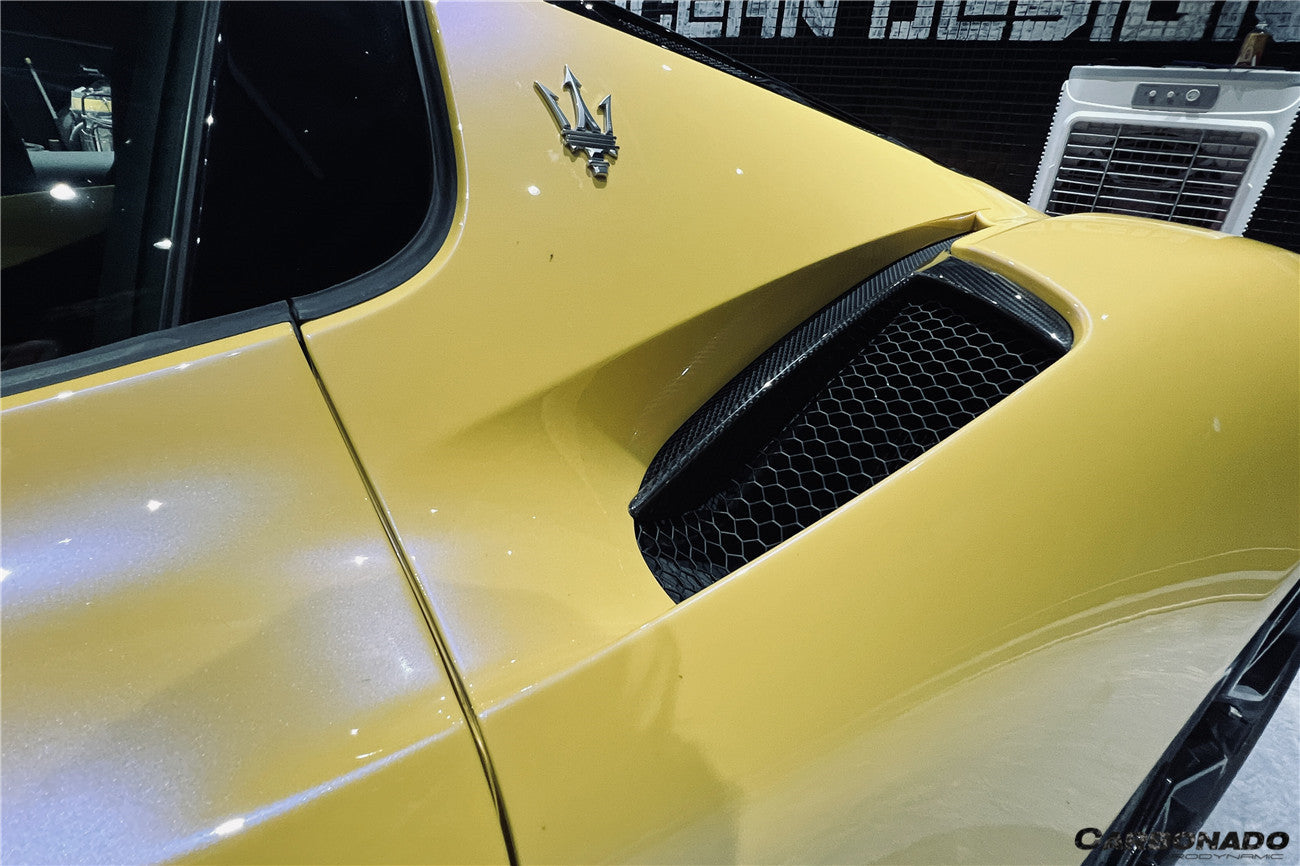 2020-UP Maserati MC20 NVT Style Dry Carbon Fiber Quarter Panel Side Vent Scoops - Carbonado