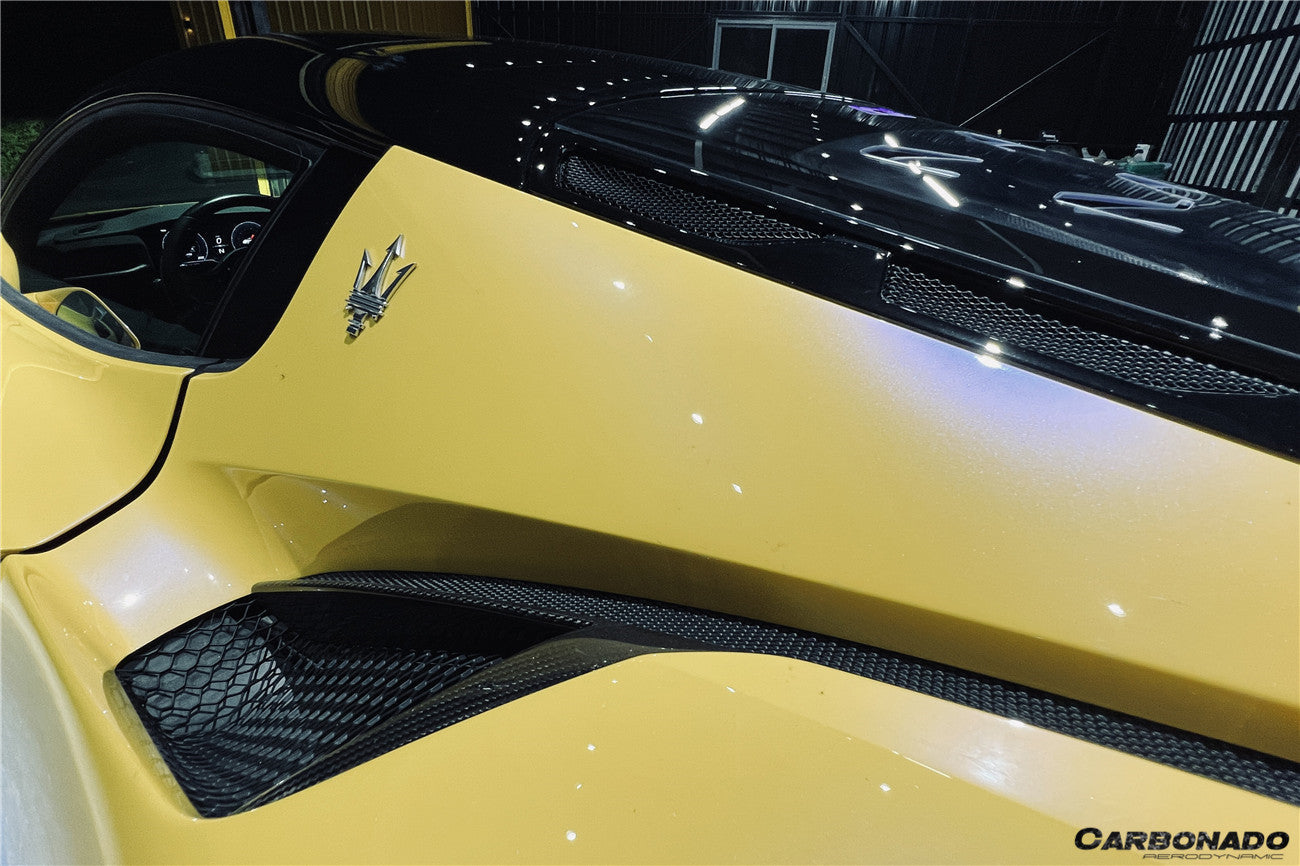 2020-UP Maserati MC20 NVT Style Dry Carbon Fiber Quarter Panel Side Vent Scoops - Carbonado