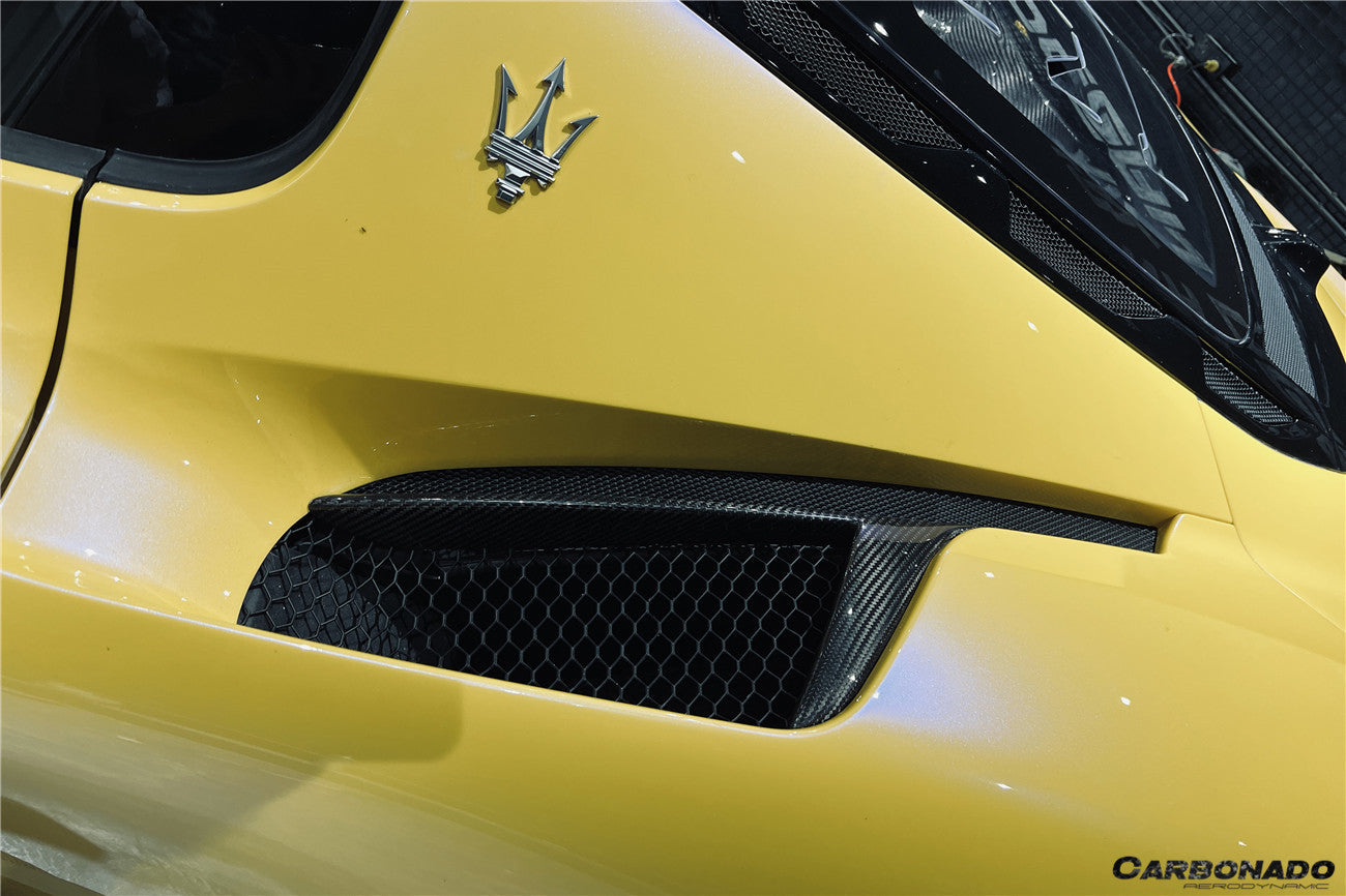2020-UP Maserati MC20 NVT Style Dry Carbon Fiber Quarter Panel Side Vent Scoops - Carbonado