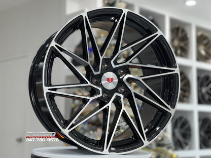 E1300 Black Machined Face 19x9.5 ET35 5.114 – (Square Set of 4)