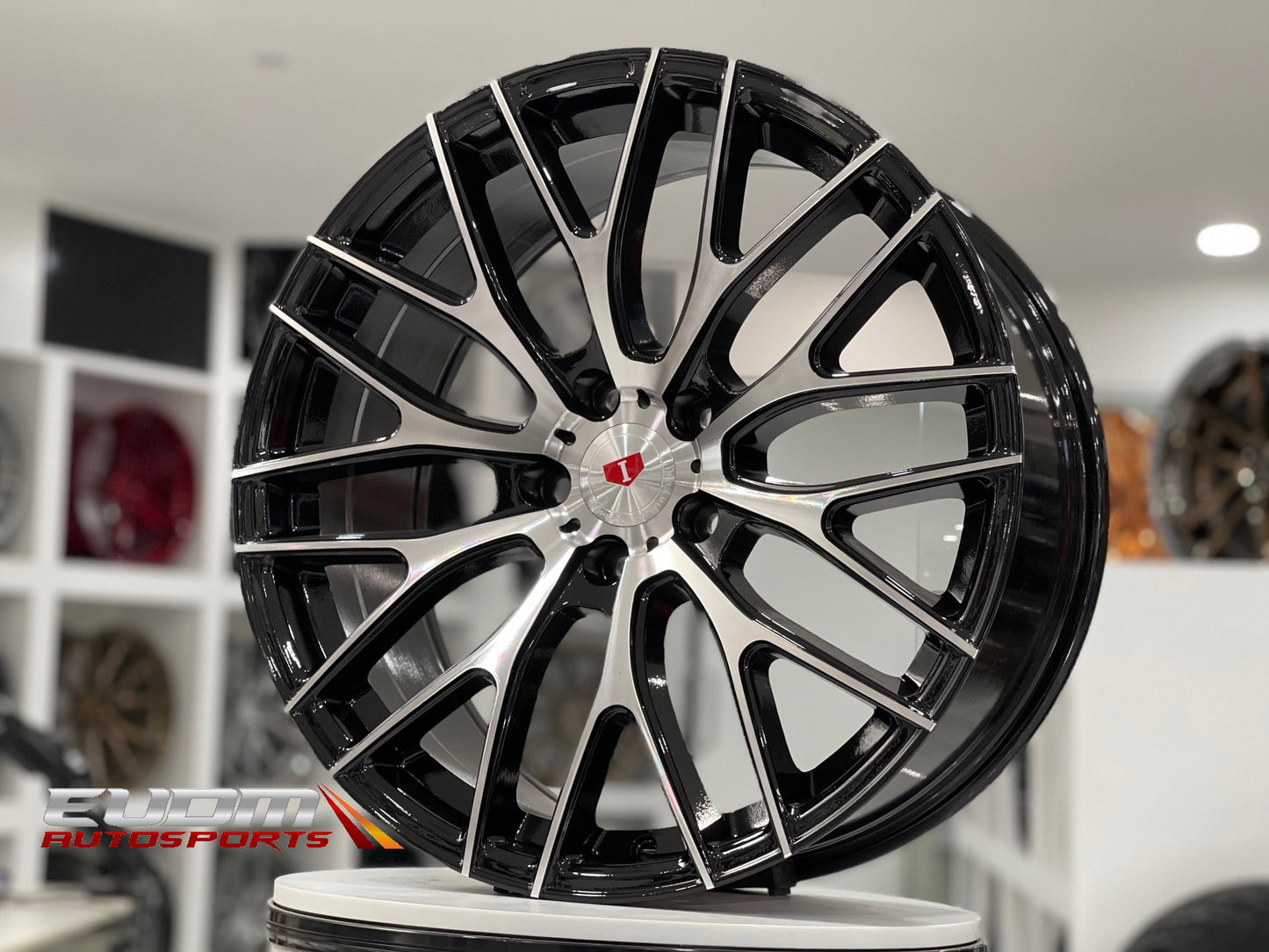 E008 Black Machined Face 19x8.5 ET35 5x114.3 - Square Set (4 Wheels)