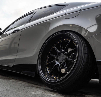 Aodhan DS07 Gloss Black W /Gold Rivets - 18x9.5 +35 5x100 (Square Set of 4)